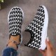 Houndstooth Print Sneakers Round Toe Mesh Flats Shoes