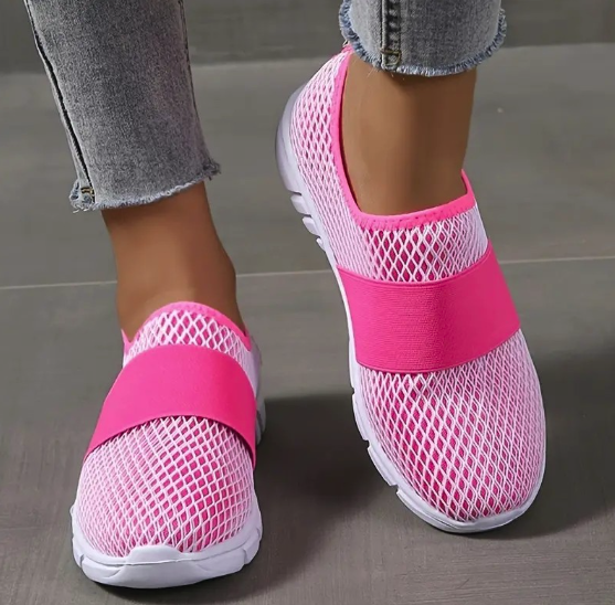 Breathable Mesh Flats Sports Walking Shoes Candy Color Sneakers