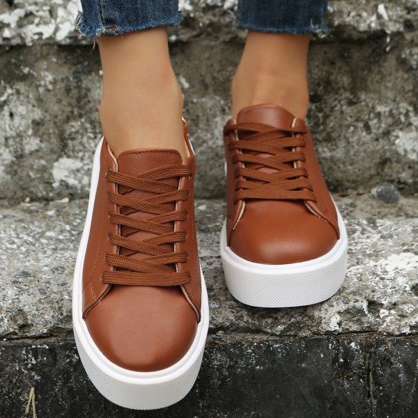 Round Head Cross Strap Thick Bottom Casual Low-top Sneakers Chain Pumps