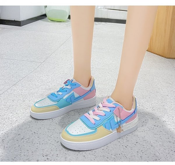 Soft Girl Flat Color-blocking Sneaker Street Shooting Casual Easy Wear Borad Shoe